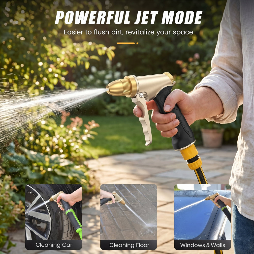 AOVOX Garden Hose Nozzle, Upgraded Heavy Duty Metal Spray Nozzle, High Pressure Water Nozzle with Adjustable Spray Patterns for Watering Plants, Car Washing, and Pet Showering