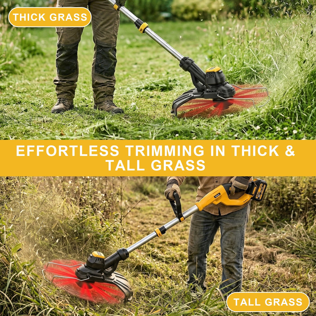 AOVOX 14" Brushless String Trimmer, 2-in-1 Weed Wacker, 2×20V 4.0Ah Batteries With 3 Cutting Modes