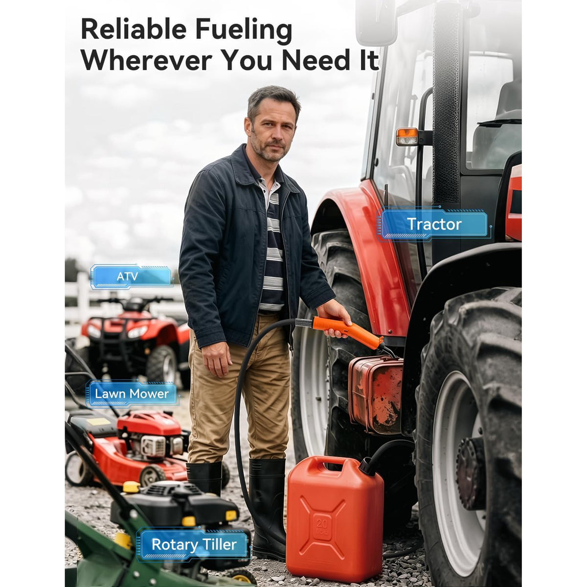 Fuel Transfer Pump, 3GPM Battery Powered Electric Siphon Pump for Gasoline Diesel Water, with All-Weather Hose, Portable Gas Can Pump for Fuel Transfer, Ultra-Fast Oil Transfer Pump