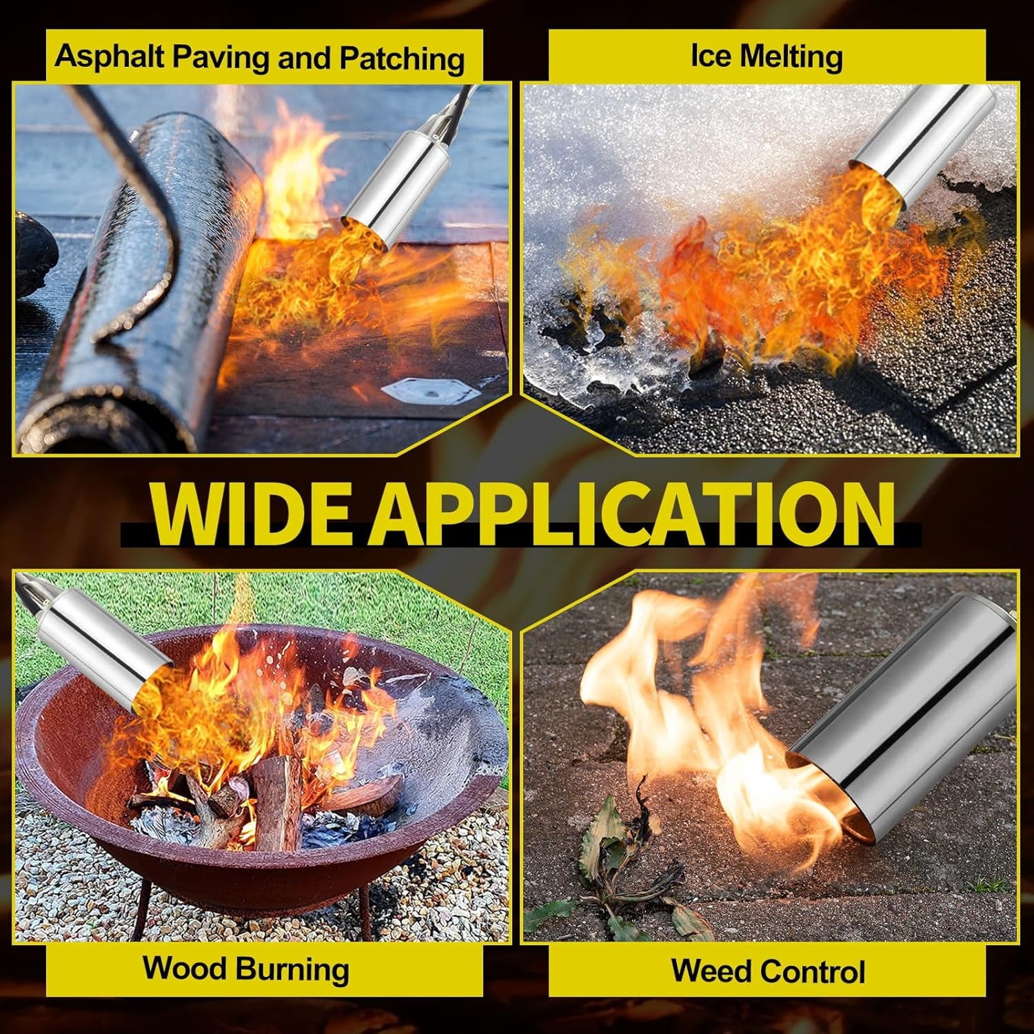 AOVOX Propane Torch Weed Burner Kit with Hose - Adjustable Flame Control, Empty Torch Only (Fuel Tank Not Included), for Garden Weeding, Roofing & Snow Melting.