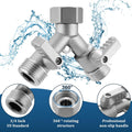 AOVOX 2‑Way Garden Hose Y Splitter, 304 Stainless Steel Lead‑Free Heavy‑Duty 3/4 in Full Flow Water Splitter.