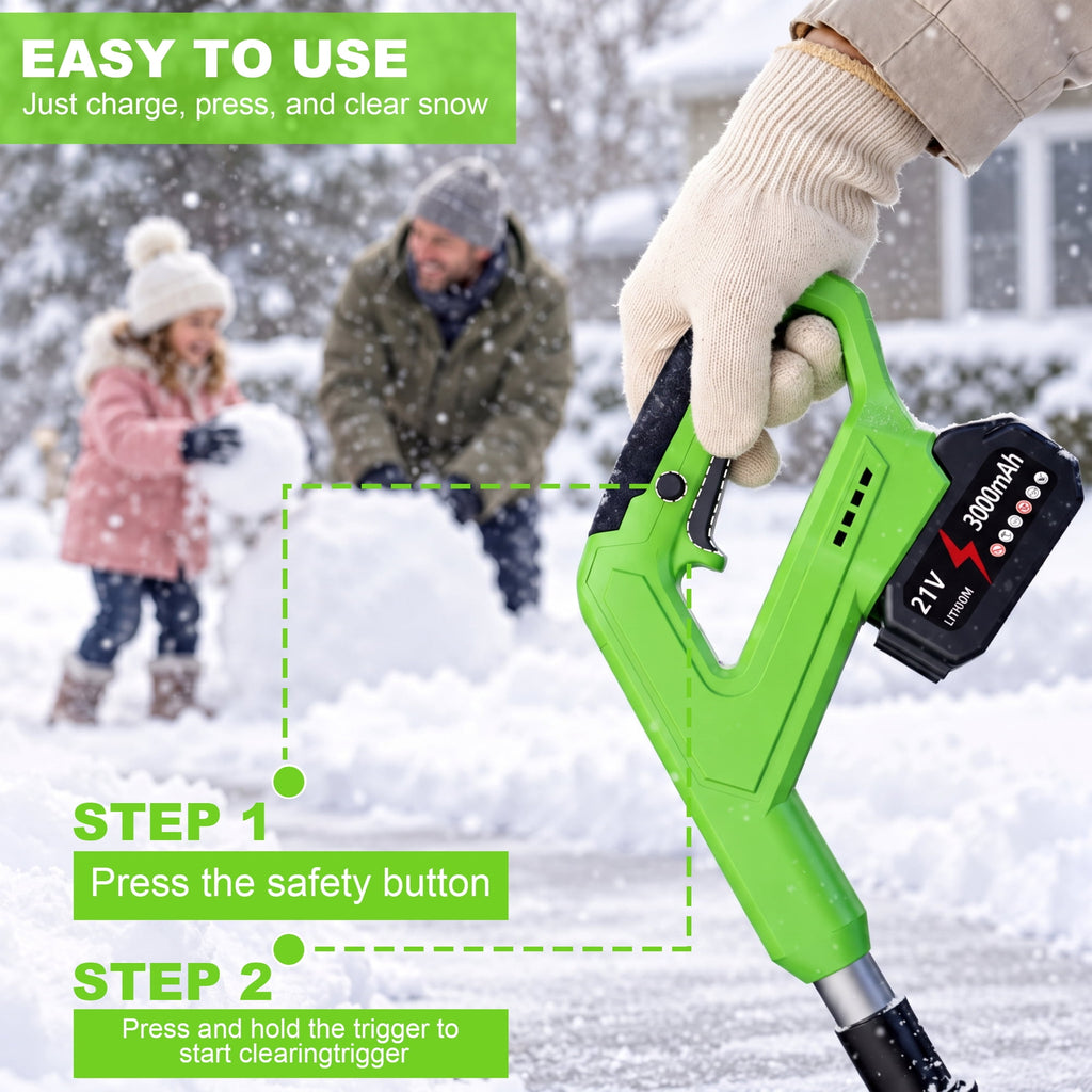 Electric Cordless Snow Shovel, 2X 4.0Ah/ 21V Battery | Snow Blower with Directional Plate & Adjustable Front Handle for Driveway Sidewalk, Steps, Patio (Charger Included)