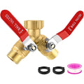 AOVOX Y-Type 2-Way Brass Ball Valve, 3/4 Inch Heavy Duty Water Diverter with Independent Shutoff.