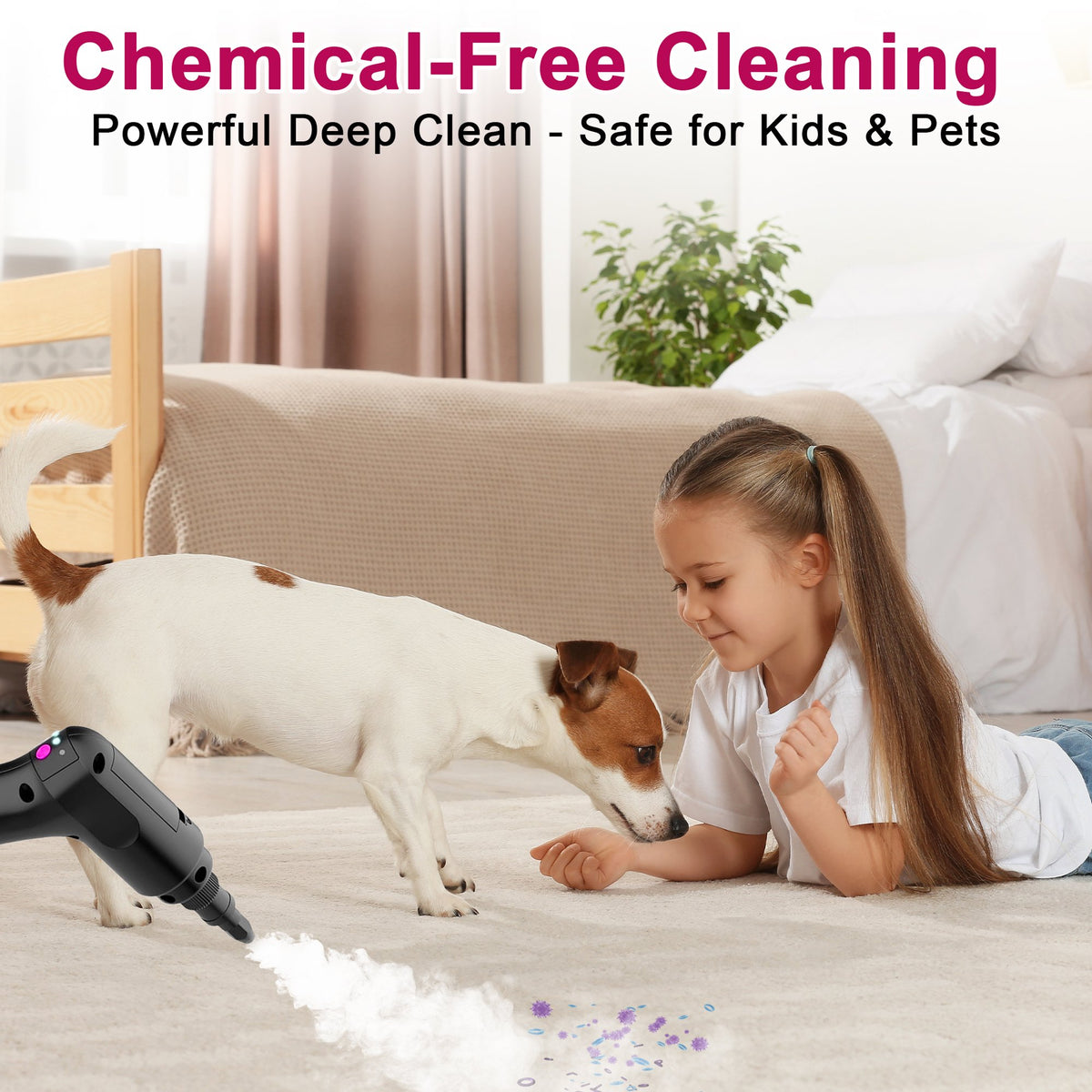 Powerful Steam Cleaner – 15s Heat-Up 2500W Handheld Steamer with 3-Level Adjustable Handle 1.6L Tank & 16 Accessories – Portable Steamer for Home, Car, Grease, Grout, Tile & Upholstery