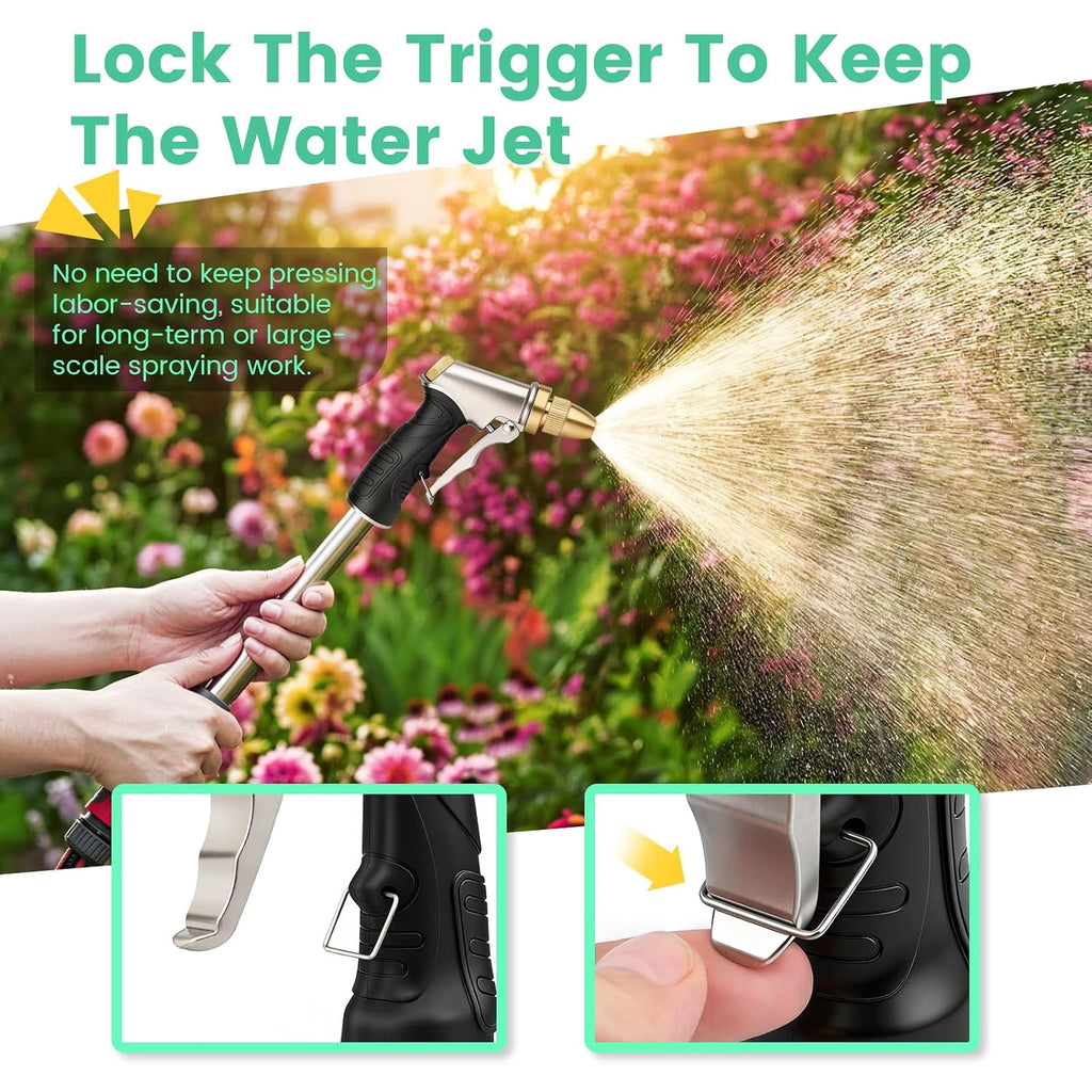 AOVOX Garden Hose Nozzle, Upgraded Heavy Duty Metal Spray Nozzle, High Pressure Water Nozzle with Adjustable Spray Patterns for Watering Plants, Car Washing, and Pet Showering
