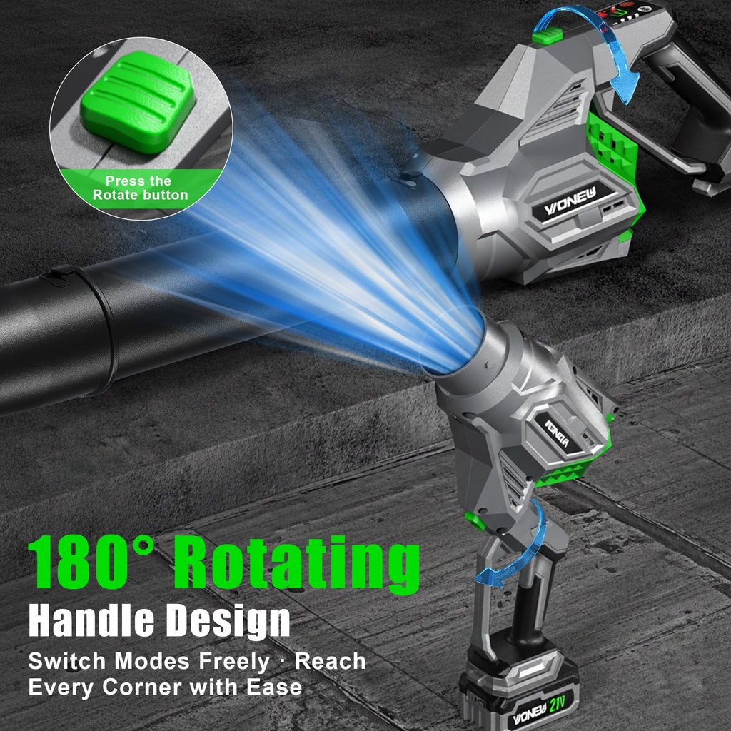 Electric Leaf Blower Cordless, 900,000 RPM, 2 x 4.0Ah Batteries & Charger, Handheld Leaf Blowers for Lawn Care, 5 Speed Mode, Portable Lightweight Grass Blower for Yard, Patio & Outdoor Use (Gray)