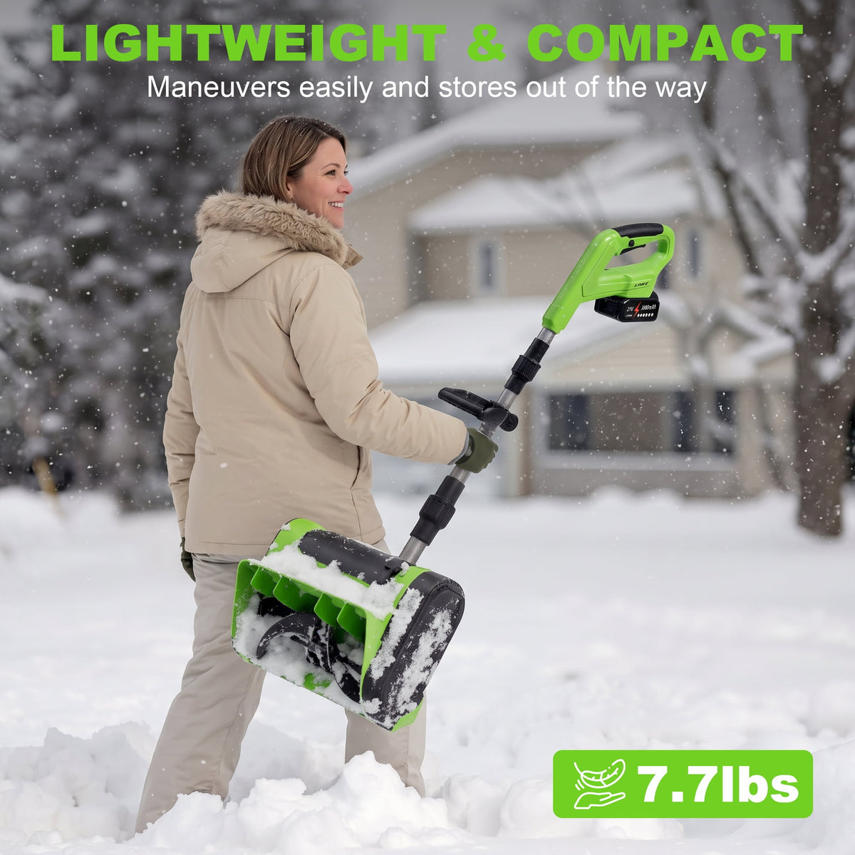 Electric Cordless Snow Shovel, 2X 4.0Ah/ 21V Battery | Snow Blower with Directional Plate & Adjustable Front Handle for Driveway Sidewalk, Steps, Patio (Charger Included)
