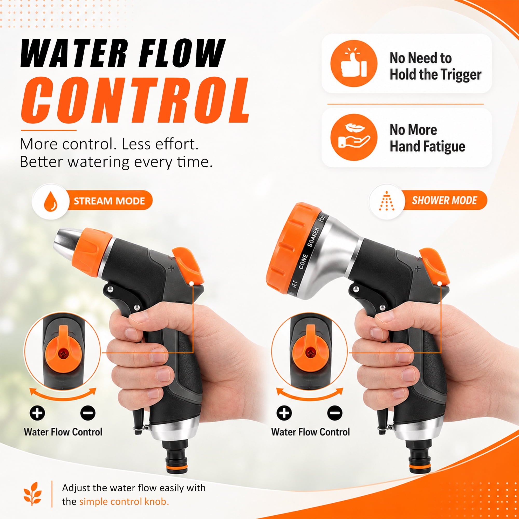 AOVOX 2 Pack Garden Hose Nozzle: High Pressure Water Hose Sprayer with 10 & 2 Spray Patterns - Lightweight & Rust-Proof Handheld Spray Gun (Black)