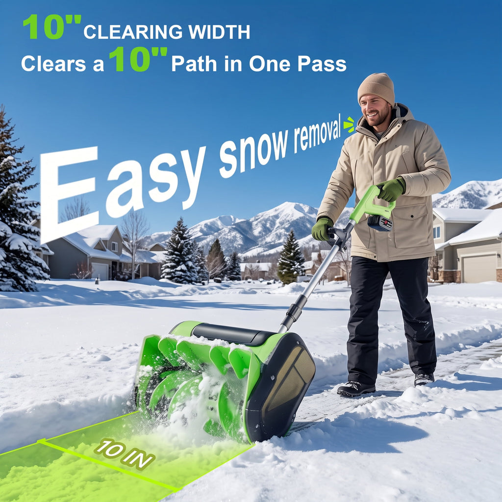 Electric Cordless Snow Shovel, 2X 4.0Ah/ 21V Battery | Snow Blower with Directional Plate & Adjustable Front Handle for Driveway Sidewalk, Steps, Patio (Charger Included)