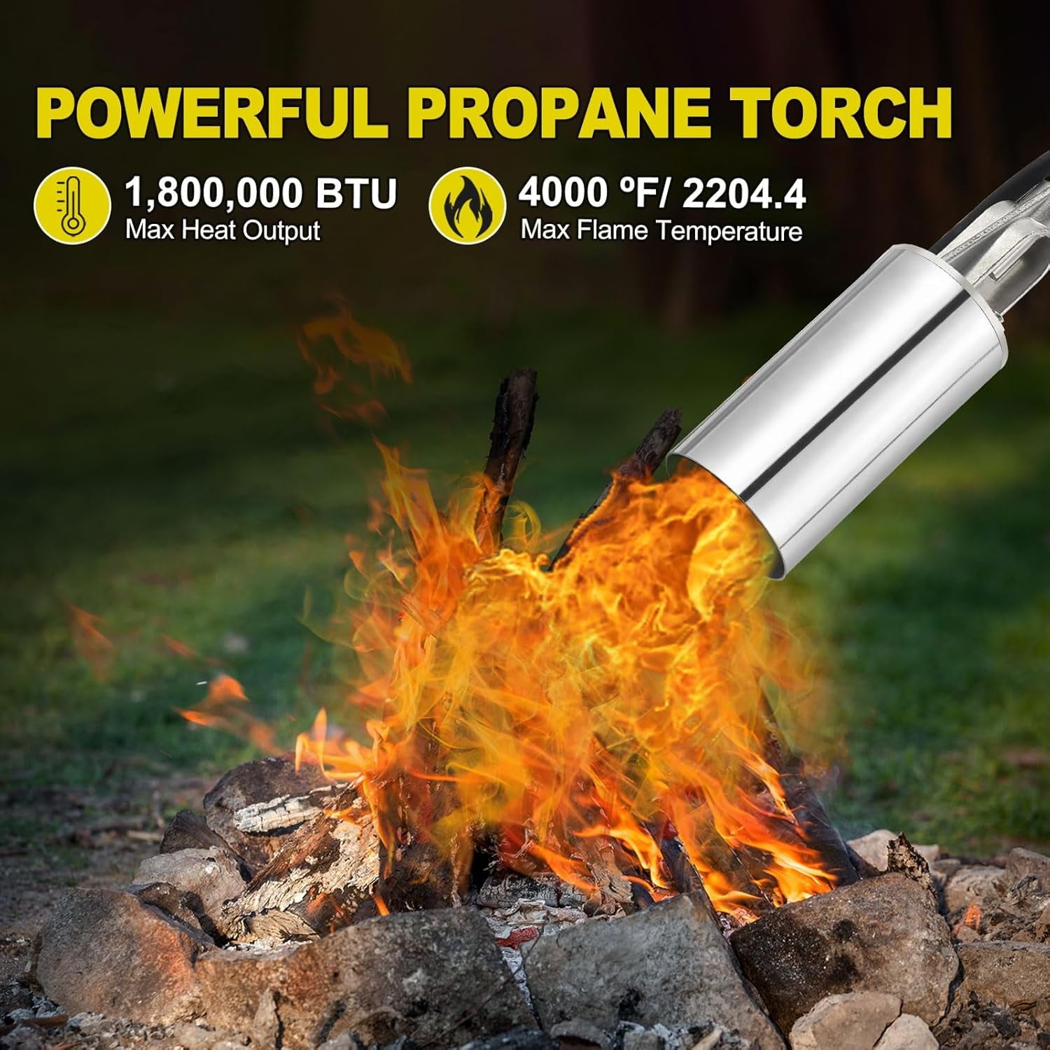 AOVOX Propane Torch Weed Burner Kit with Hose - Adjustable Flame Control, Empty Torch Only (Fuel Tank Not Included), for Garden Weeding, Roofing & Snow Melting.