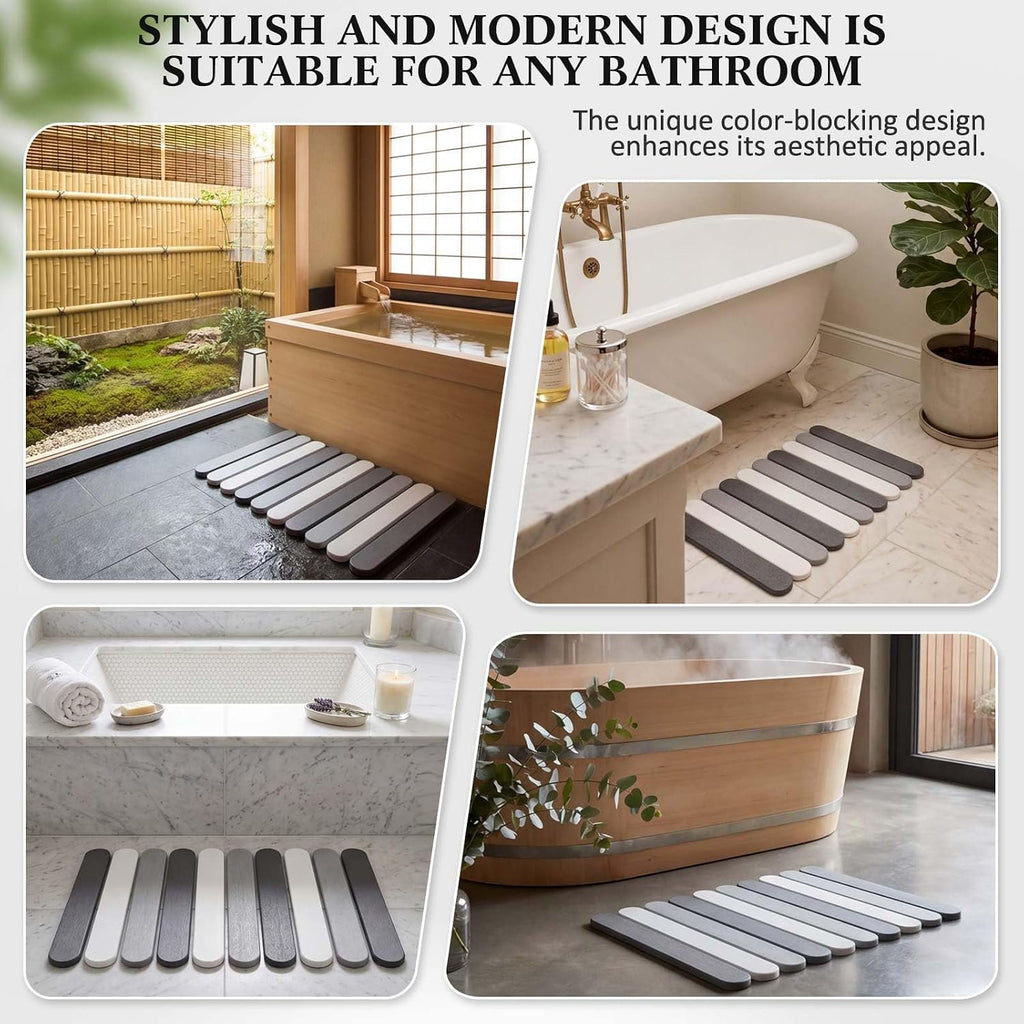 AOVOX Stone Bath Mats for Bathroom, 23.6 x 15.3 Inch Foldable Super Absorbent Diatomaceous Earth Bath Mat, Non Slip Quick Drying Bathroom Shower Rugs, Easy to Clean and Storage (Rounded Edge)