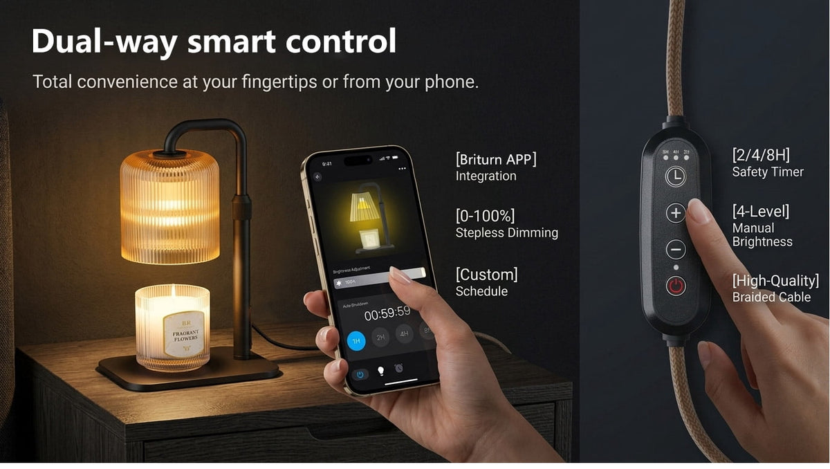 AOVOX Smart Wi-Fi Candle Warmer Lamp, App & Voice Control, Compatible with Alexa and Google Home, Flameless Wax Melter, Timer, 1%-100% Dimmable, 2 Bulbs Included.