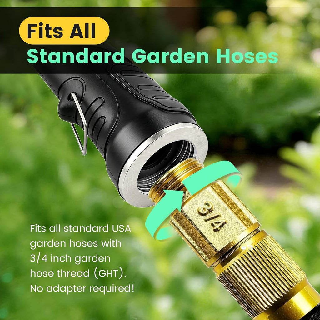 AOVOX Garden Hose Nozzle, Upgraded Heavy Duty Metal Spray Nozzle, High Pressure Water Nozzle with Adjustable Spray Patterns for Watering Plants, Car Washing, and Pet Showering