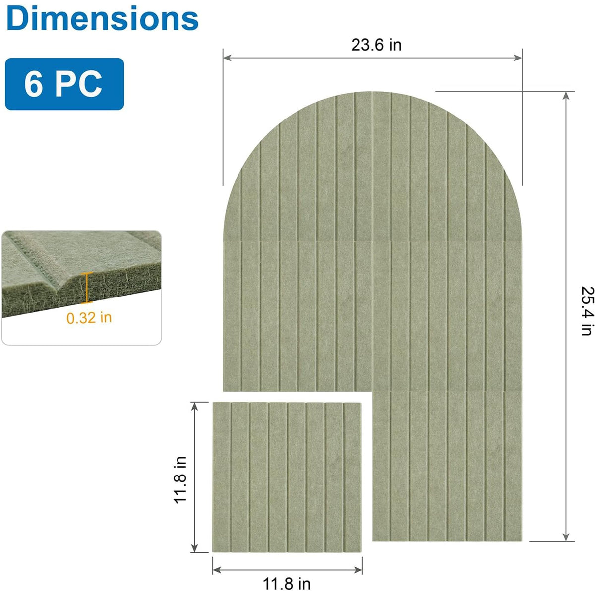 Felt Bulletin Board Arched 36"x24" with LED String Lights, Self Adhesive Pin Board Wall Decor with Push Pins, Sage Green.