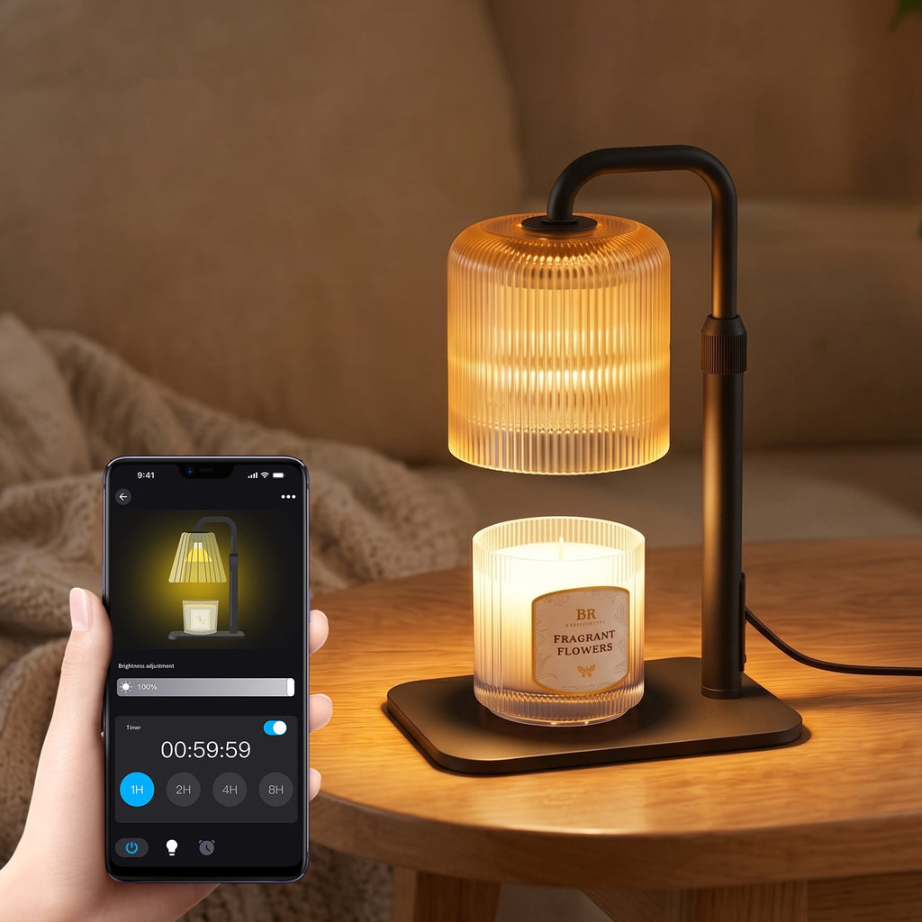 AOVOX Smart Wi-Fi Candle Warmer Lamp, App & Voice Control, Compatible with Alexa and Google Home, Flameless Wax Melter, Timer, 1%-100% Dimmable, 2 Bulbs Included.
