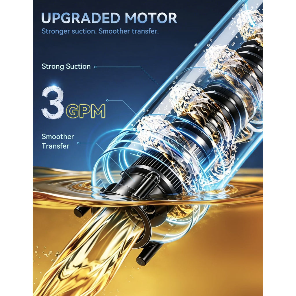 Fuel Transfer Pump, 3GPM Battery Powered Electric Siphon Pump for Gasoline Diesel Water, with All-Weather Hose, Portable Gas Can Pump for Fuel Transfer, Ultra-Fast Oil Transfer Pump