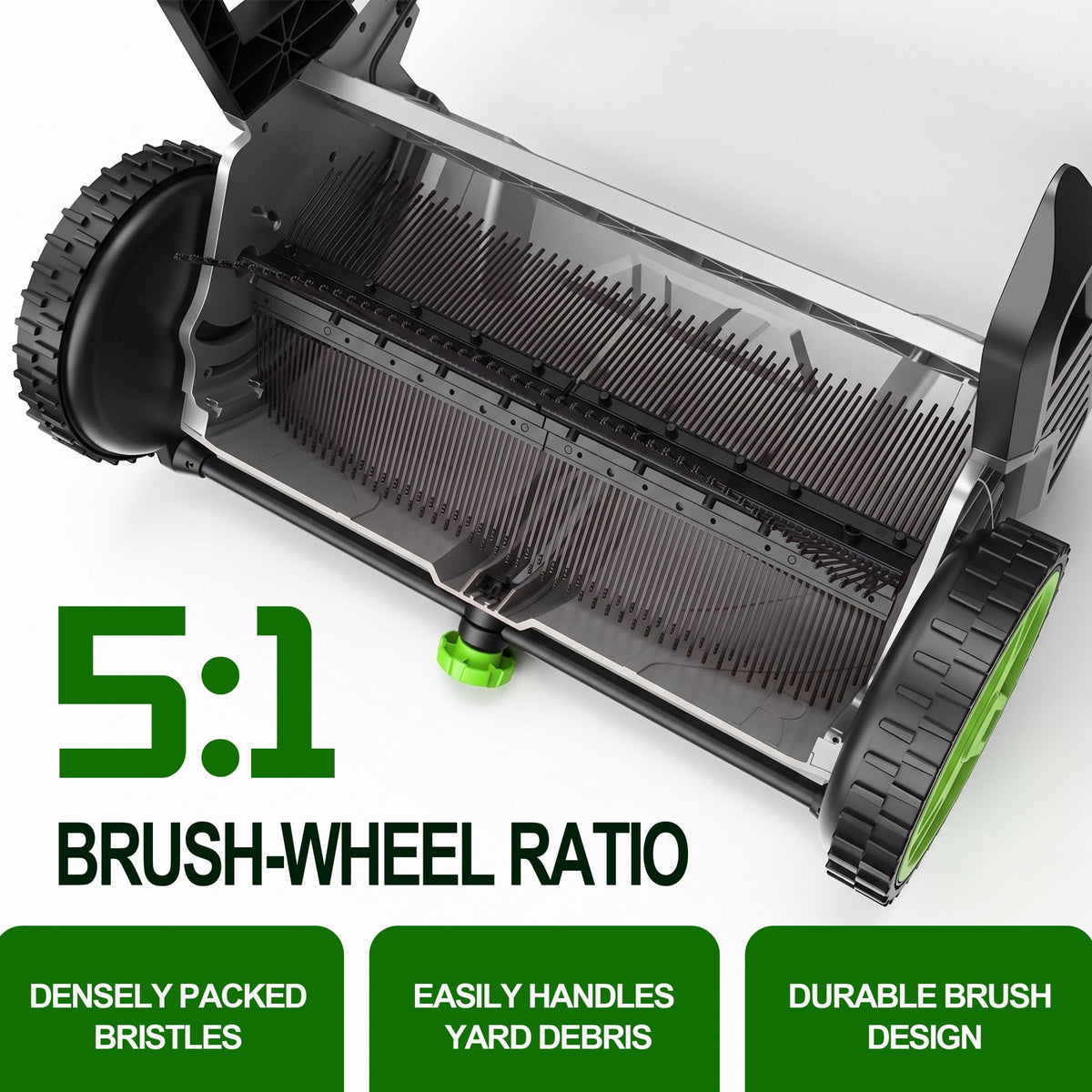Push Lawn Sweeper 26-Inch with 3.5 cu.ft. Hopper Bag for Yard Clean | Leaf Sweeper for Lawn Push with Tool-Free Adjustable Brush Height, Lightweight, 5:1 Brush-to-Wheel Ratio for Garden Care