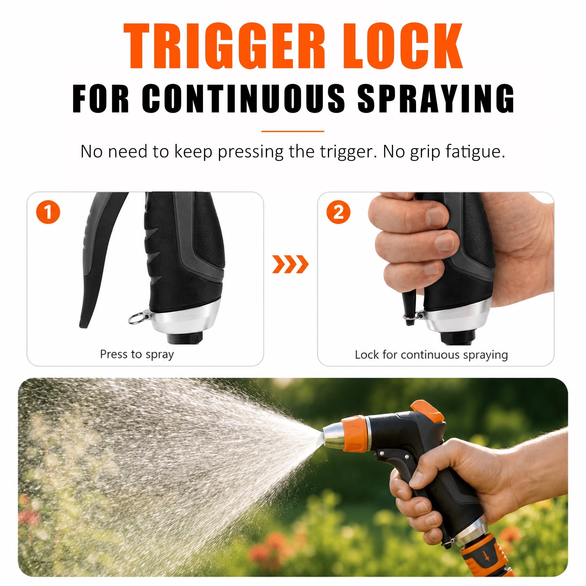 AOVOX 2 Pack Garden Hose Nozzle: High Pressure Water Hose Sprayer with 10 & 2 Spray Patterns - Lightweight & Rust-Proof Handheld Spray Gun (Black)