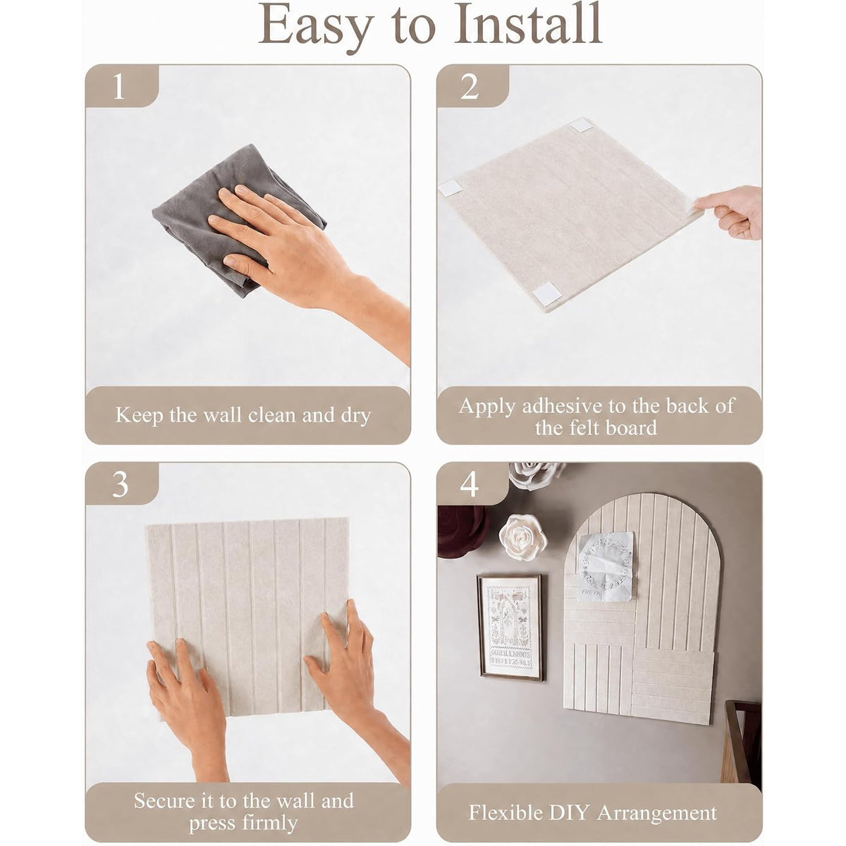 Felt Bulletin Board Arched 36"x24" with LED String Lights, Self Adhesive Pin Board Wall Decor with Push Pins, Gray.