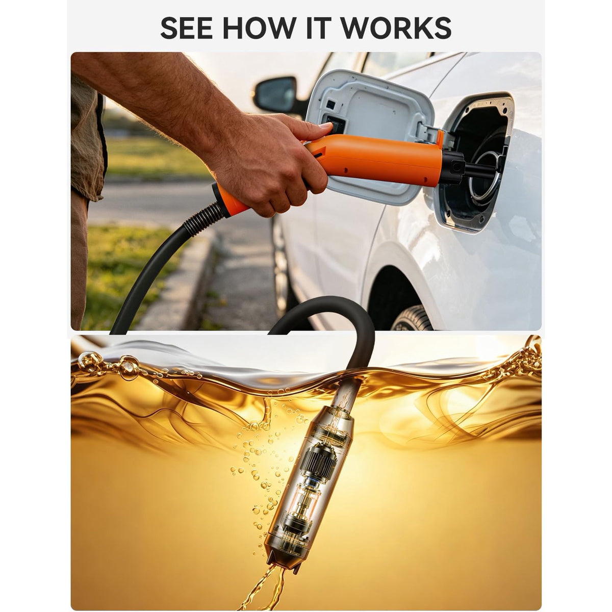 Fuel Transfer Pump, 3GPM Battery Powered Electric Siphon Pump for Gasoline Diesel Water, with All-Weather Hose, Portable Gas Can Pump for Fuel Transfer, Ultra-Fast Oil Transfer Pump