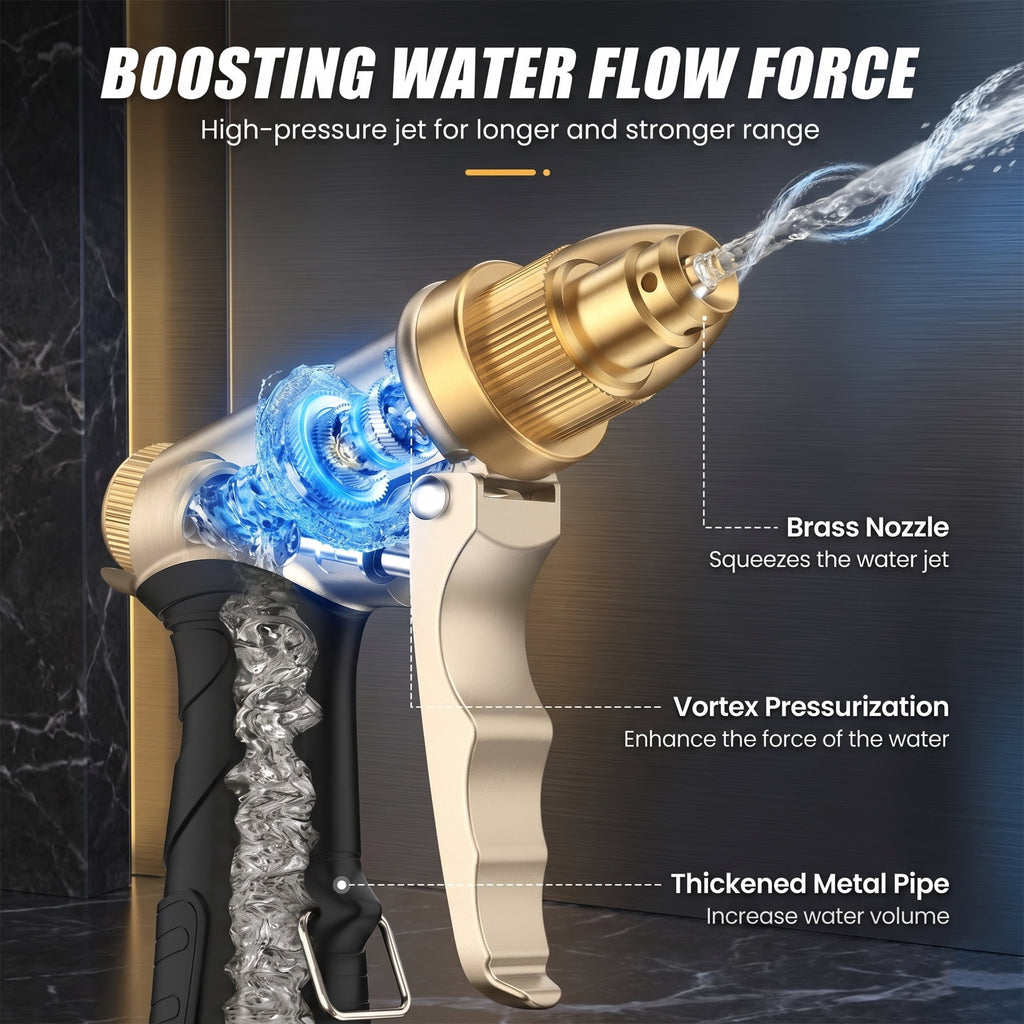 AOVOX Garden Hose Nozzle, Upgraded Heavy Duty Metal Spray Nozzle, High Pressure Water Nozzle with Adjustable Spray Patterns for Watering Plants, Car Washing, and Pet Showering